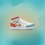 Air Jordan 1 Mid (PS) - White/Metallic Gold/University Red