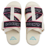 Logo Tape Kalpi Sandals - Cream/Blue Turkis