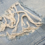 Knee Blowout Dirty Jeans - Light Indigo