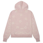 Knit Bandana Hoodie - Pink/White
