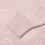 Knit Bandana Hoodie - Pink/White