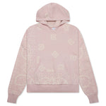 Knit Bandana Hoodie - Pink/White