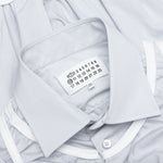 Loose Fit Button Shirt with White Accents - Light Blue