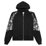 Lace Panel Hoodie - Black