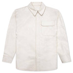 Leather Cargo Shirt Jacket - Cracked/White