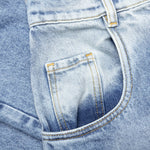 5 Pockets High Rise Baggy Cut Out Jeans - Blue