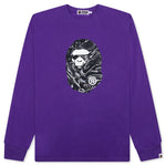 Marbling Camo Ape Head Relaxed Fit L/S Tee - Purple