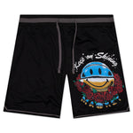 Smiley Shinning Mesh Shorts - Black