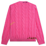 Stitch Detail Cable Knit Cardigan - Fuchsia Fluo