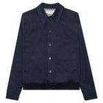 Cotton Gabardine Bomber Jacket - Blue/Black
