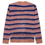 V-Neck Mohair Stripe Cardigan - Apricot