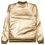 Metallic Leather Bomber - Gold