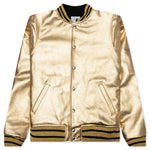 Metallic Leather Bomber - Gold