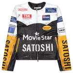 Movie Star Leather Jacket - Black/White/Yellow