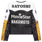 Movie Star Leather Jacket - Black/White/Yellow