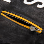 Movie Star Leather Jacket - Black/White/Yellow
