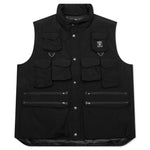 Multi-Pocket Zipped Down Vest - Black