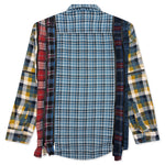 7 Cuts Zipped Wide Flannel Shirt - Blue/White
