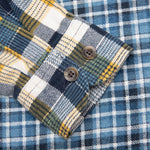 7 Cuts Zipped Wide Flannel Shirt - Blue/White