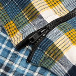 7 Cuts Zipped Wide Flannel Shirt - Blue/White