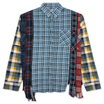 7 Cuts Zipped Wide Flannel Shirt - Blue/White