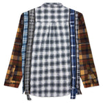7 Cuts Zipped Wide Flannel Shirt - Faded Olive/White