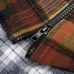 7 Cuts Zipped Wide Flannel Shirt - Faded Olive/White