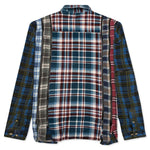 7 Cuts Zipped Wide Flannel Shirt - Sea Blue/Maroon