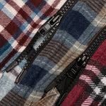7 Cuts Zipped Wide Flannel Shirt - Sea Blue/Maroon