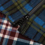 7 Cuts Zipped Wide Flannel Shirt - Sea Blue/Maroon