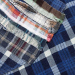 Ribbon Wide Flannel Shirt - Blue/White