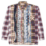 Ribbon Wide Flannel Shirt - Mustard/Maroon