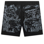 Wolf Print Board Shorts - Black