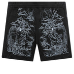 Wolf Print Board Shorts - Black