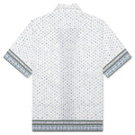 Floral Print Boxy Fit Shirt in Cotton Seersucker - Cream/Green
