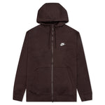 Sportswear Club Fleece Full-Zip Hoodie - Brown Basalt/Brown Basalt/White