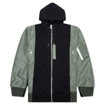 Nylon Twill X Sponge Sweat Hoodie - Navy/Khaki