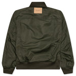 Oversized Curved Hem Bomber Jacket - Olive