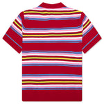 Oversized Striped Polo - Multi Dark Red