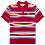 Oversized Striped Polo - Multi Dark Red