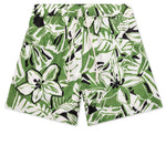 Macro Hibiscus Swim Shorts - Green/White