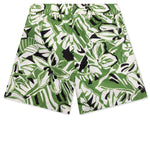 Macro Hibiscus Swim Shorts - Green/White