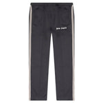Thin Waist Slim Track Pants - Dark Grey/Off-White