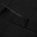 Wide Leg Gabardine Wool Trousers - Black