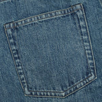 Washed and Bleached Raw Denim Trousers - Blue