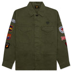 Patched Military Shirt - Olive Drab