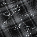 Plaid Beaded Oversized Shirt - Black