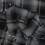 Plaid Beaded Oversized Shirt - Black