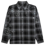 Plaid Beaded Oversized Shirt - Black