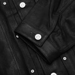 Pleated and Snapped Denim Jacket - Black